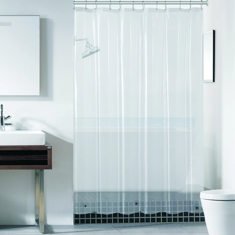 Transparent Bathroom Shower Curtain Liner PEVA Rustproof Metal Grommets 3 Weighted Magnets