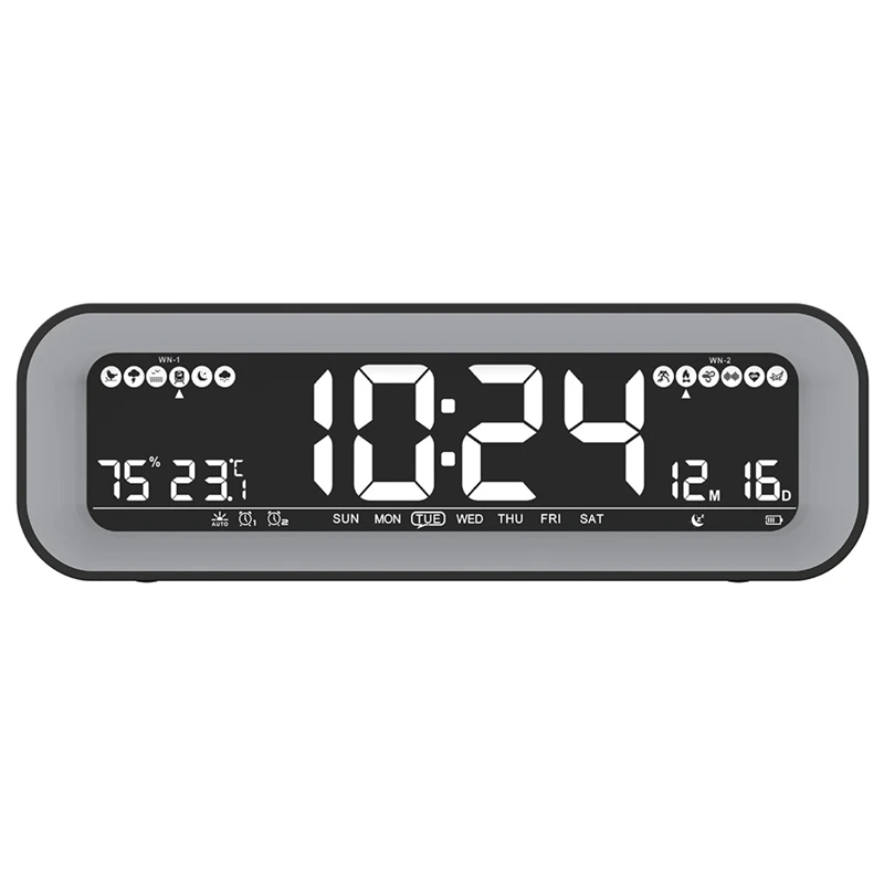 Alarm Clock Radio with Auto Dimming, FM Radio Temperature and Humidity , Dual Alarm, Snooze