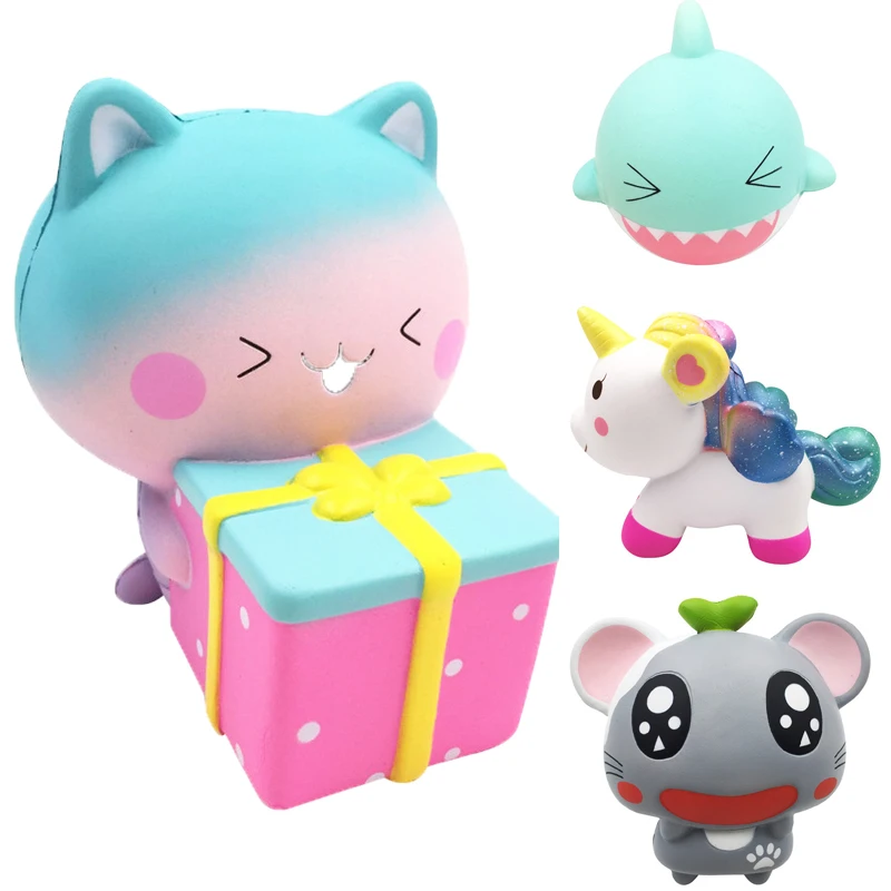 Squishy Jumbo Squeeze Toy PU Decompression Simulation Animals Cute Cat Panda Unicorn Shark Slow Rising Anti Stress Release Toys | Игрушки и