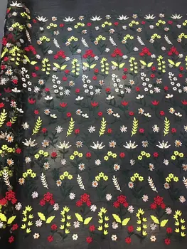 

5 yards Gorgeous embroidery french lace fabric soft tulle mesh fabric for bridal mv533