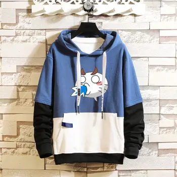 

High Q Anime Hoodies NARUTO Funny Cute Printed Touch One's Head Emoticon Outwear Long Sleeves Splicing Blouse