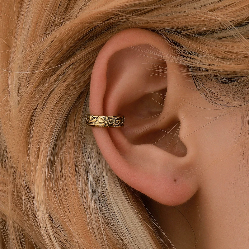 LETAPI модное непроколотое ухо клипсы обертывание серьги лист перо кулон не-серьги для пирсинга для женщин вечерние - Окраска металла: E01806