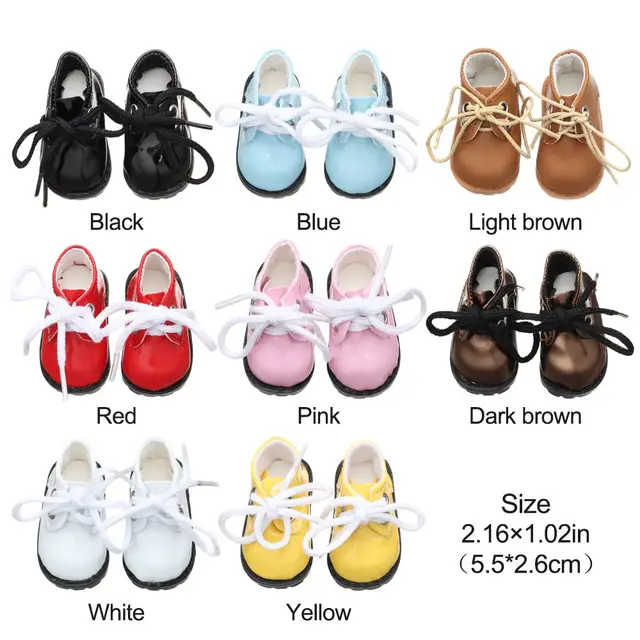 5.5cm Doll Toy Bright Leather Shoes for 1/6 Doll Toys Accessories Handmade Cute Doll Bandage Shoes Girls Gifts Doll Accessories 2