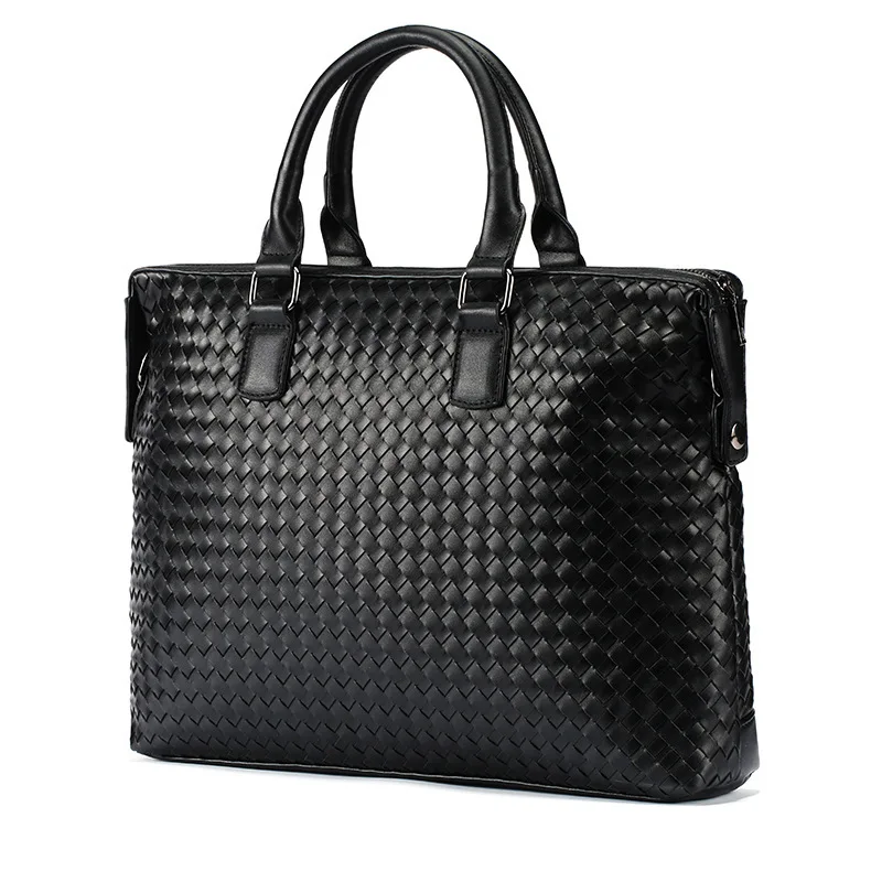 

New Style Hand-woven Briefcase Shoulder Oblique Bag Briefcase Business Casual Men's Bag Fashion Man Bag