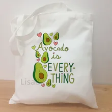 Модные новые холщовые сумки через плечо с принтом авокадо это все, Женская Повседневная Сумочка с фруктами большого размера, женская сумка