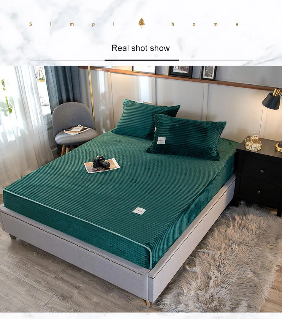 Solid Color Bed Cover Winter Bed Sheet With Elastic Luxury Bedspreads For Bed Soft Double Bedspread For On The Bed Home Cover