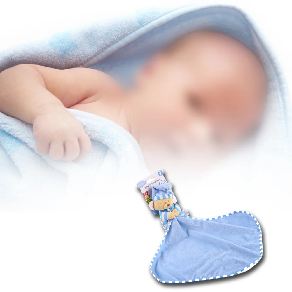 Аппетитное полотенце подарки уверить куклы Мягкая игрушка "Спящий Новорожденный ребенок" Soothe квадратный плисовый платок мультфильм медведь игрушки Младенцы - Цвет: Синий