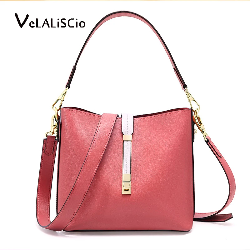 VELALISCIO Crossbody Bag new leather handbags wild bucket bag shoulder Messenger bag fashion bucket ladies bag