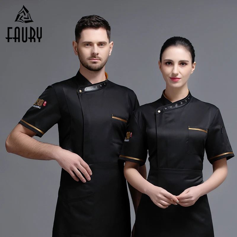 Unisex Chef Uniform Food Service Cook Jacket Short Sleeve Embroidery Men  Women Kitchen Restaurant Bakery Hotel Clothing Shirt - Food Service -  AliExpress