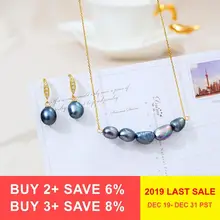 DAIMI 11-12mm Baroque Pearl Jewelry Sets S925 Sterling Silver Pendant/Earrings Sets For Women