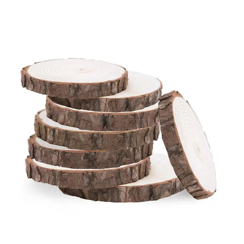 

10/20/30pcs Round Wooden DIY Craft Natural Wood Log Slices Circles With Tree Bark Log Discs for DIY Crafts Wedding Painting
