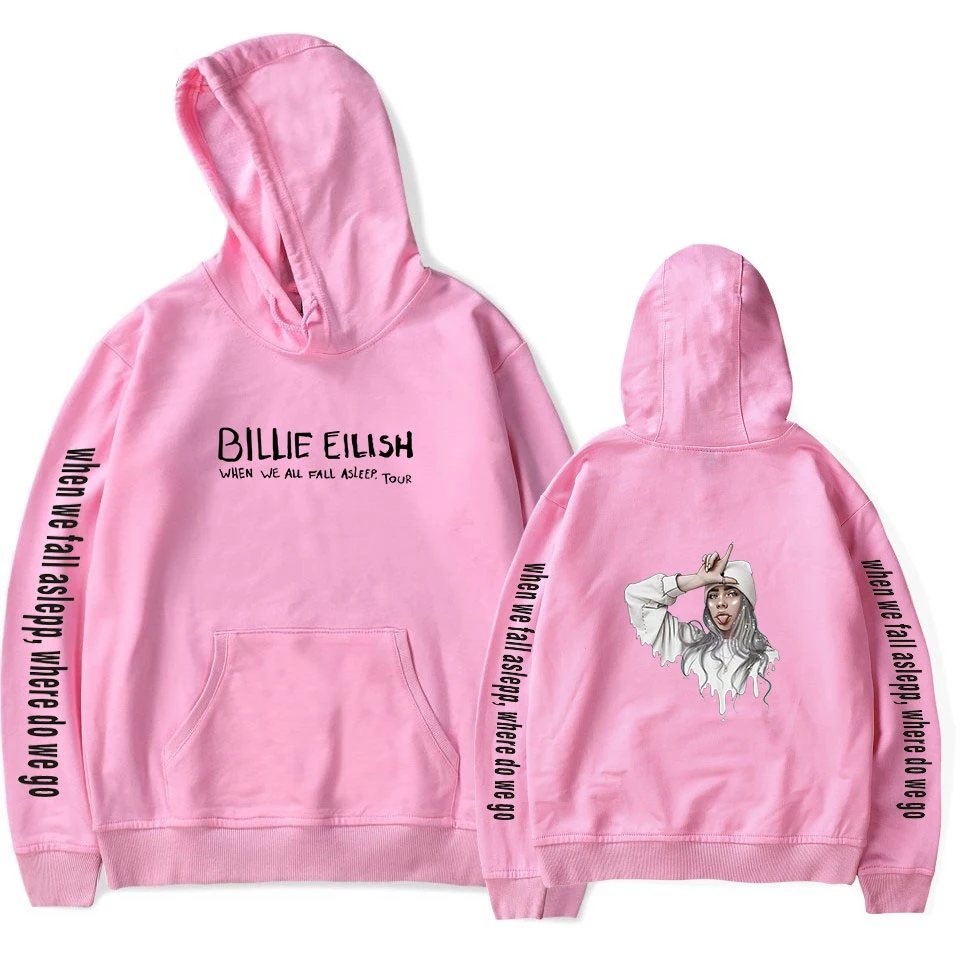 Популярные худи с принтом Billie Eilish, женские и мужские свитшоты Harajuku, Осенние повседневные черные пуловеры с капюшоном Billie Eilish Pop для девочек