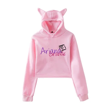 

90s Crop Top Sweatshirt Ariana Grande Thank You Next Hoodies Women Clothes Harajuku Long Sleeve Tops Sexy Pink Female