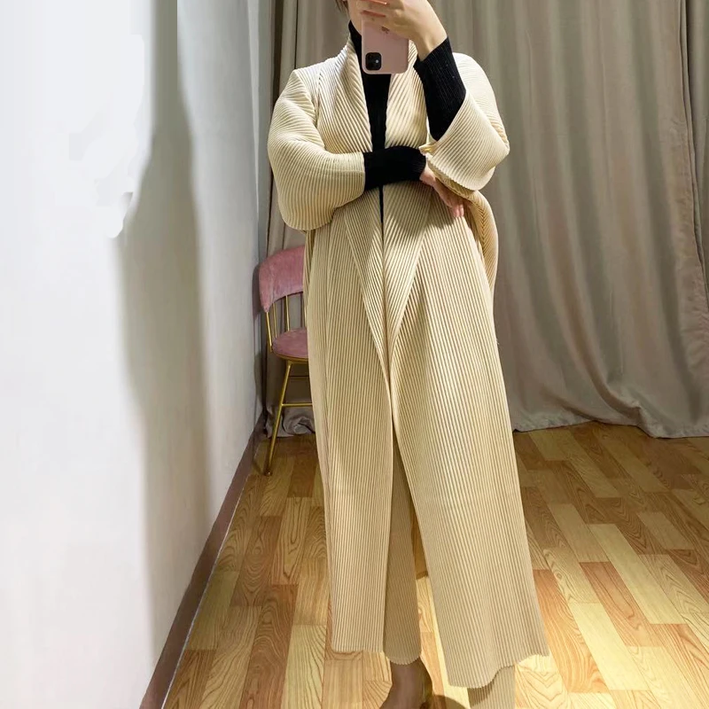 Changpleat весна и осень толстый Женский Тренч miyak плиссированные модные классические мужские и женские однотонные свободные длинные пальто большого размера