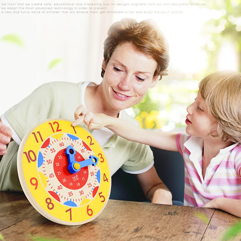 Reloj de madera Montessori para bebé, juguetes educativos para niño, Hora Minuto, cognición de segunda hora, preescolar temprano, ayuda de enseñanza, regalo