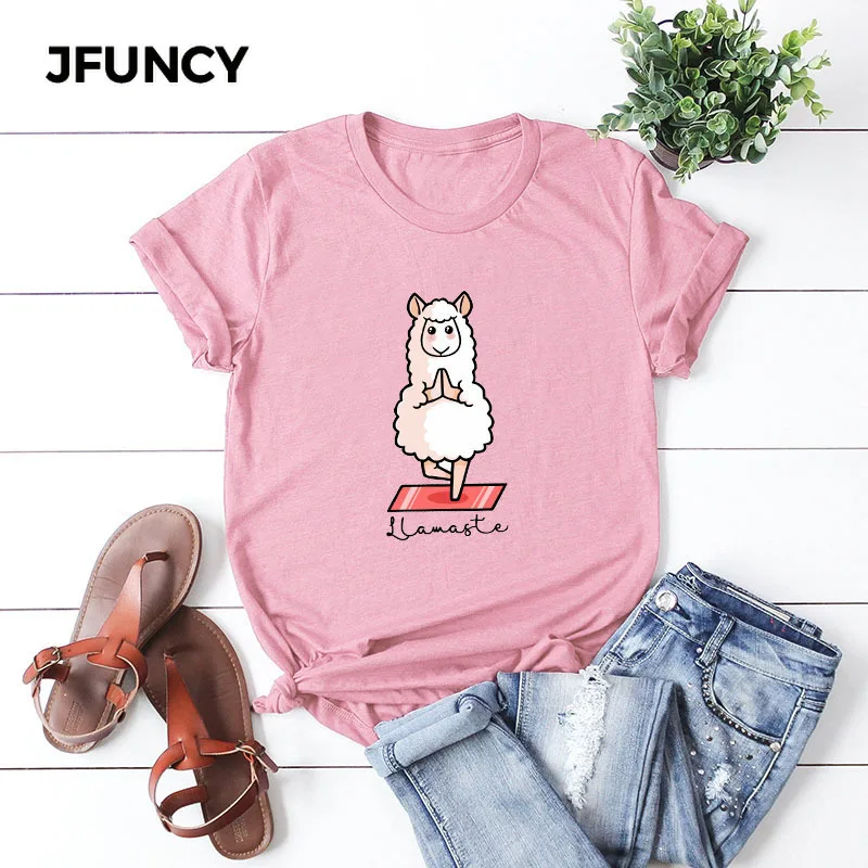 Повседневная Женская футболка JFUNCY размеры 4XL 5XL женская с забавным принтом летняя