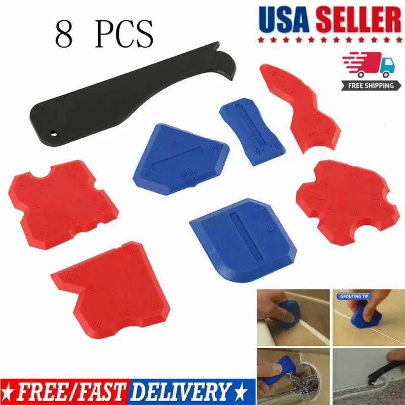 

8Pcs/Set Sealant Spatula Caulking Tool Kit Joint Silicone Grout Remover Scraper