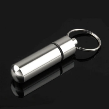 

1pcs 4.8*1.4cm Waterproof Pill Box Key Chain Aluminum Case Bottle Pills Holder Container Organizer Drop Shipping