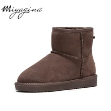 Новинка; зимние сапоги из натуральной воловьей кожи наивысшего качества; Botas Mujer; зимние сапоги из натуральной шерсти; Модные женские ботильоны