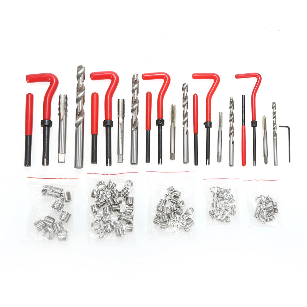 

Hot 131 Pcs Engine Block Restoring Damaged Thread Repair Tool Kit M5 M6 M8 M10 M12 for Helicoil Car Repair Tools