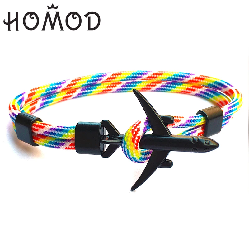 Homod 2019 Новая мода самолет браслет с якорем мужской Шарм цепь 550 Паракорд Браслет
