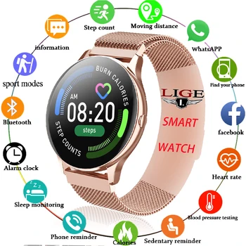 

2020 New LIGE Casual Fashion Smart Band Watch For Women Mens Fitness Tracker Top Brand Luxury Waterproof Clock Smart Wristband