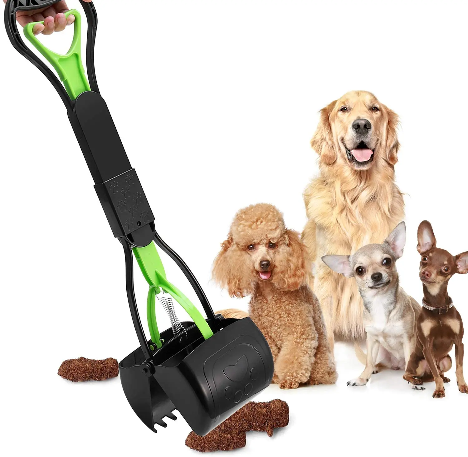 Pet Pooper Scooper Jaw Long Handle Poop Scoop Clean Pick Up Animal