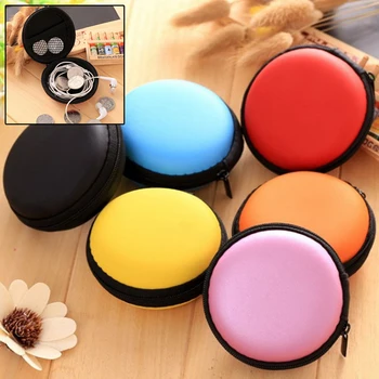 

USB Cable Organizer Earphone Case Hand Portable Headset Round Shape Earphone Bag Zippered