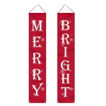 

Christmas Porch Sign Bright and Merry Christmas Hanging Sign for Holiday Home Indoor Outdoor Porch Wall Christmas Decoration