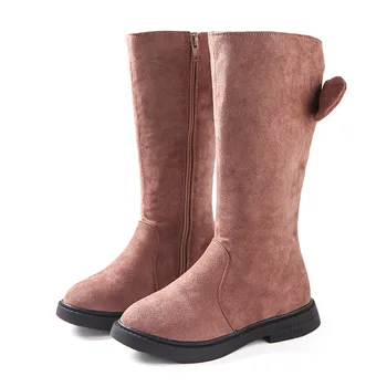

2019 Children Winter Boots Plush Little Girls Flock Fashion Boots Bow-knot Toddler Girls Long Boots Zipper Kid Outdoor Shoe nice