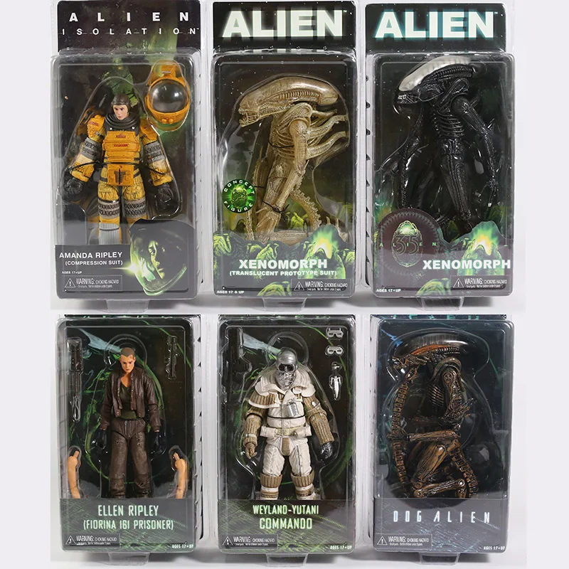 NECA Aliens Xenomorph Warrior Dog Alien Ellen Ripley Weyland Yutani Bishop Colonel Cameron 7&quot Action Figure Collection | Игрушки и