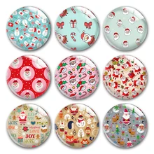 

Handmade X-Mas Christmas Santa Claus Cartoon Round Photo Glass Cabochons Demo Flat Back DIY Jewelry Making Findings Accessory