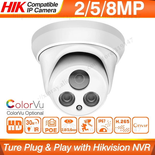 Hikvision Compatible 5MP Dome POE IP Camera 8MP Security CCTV Camera ColorVU IR 30m ONVIF H.265 P2P Plug&play Security IPC 1