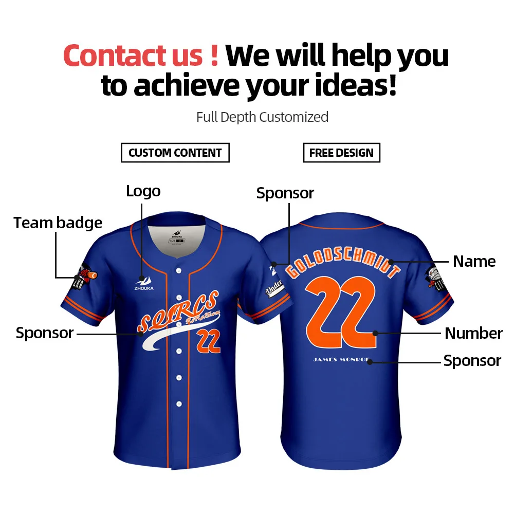 Design Jersey Baseball Shirt Shorts Training Baseball Jerseys Mens Sublimated Sportswear Camiseta Beisbolera