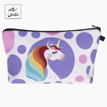 

Who Cares Cartoon Unicorn Cosmetic Bag For Women Toiletry Kit 3D Printing Fashion Makeup Pouch For Female Travel Organizer