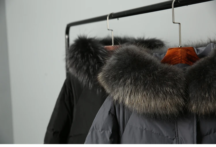 Новинка зимы Стиль корейско-Стиль Slim Fit толстый пуховик Для женщин Натуральная шерсть большой меховой воротник средней длины Сапоги выше колена Coa