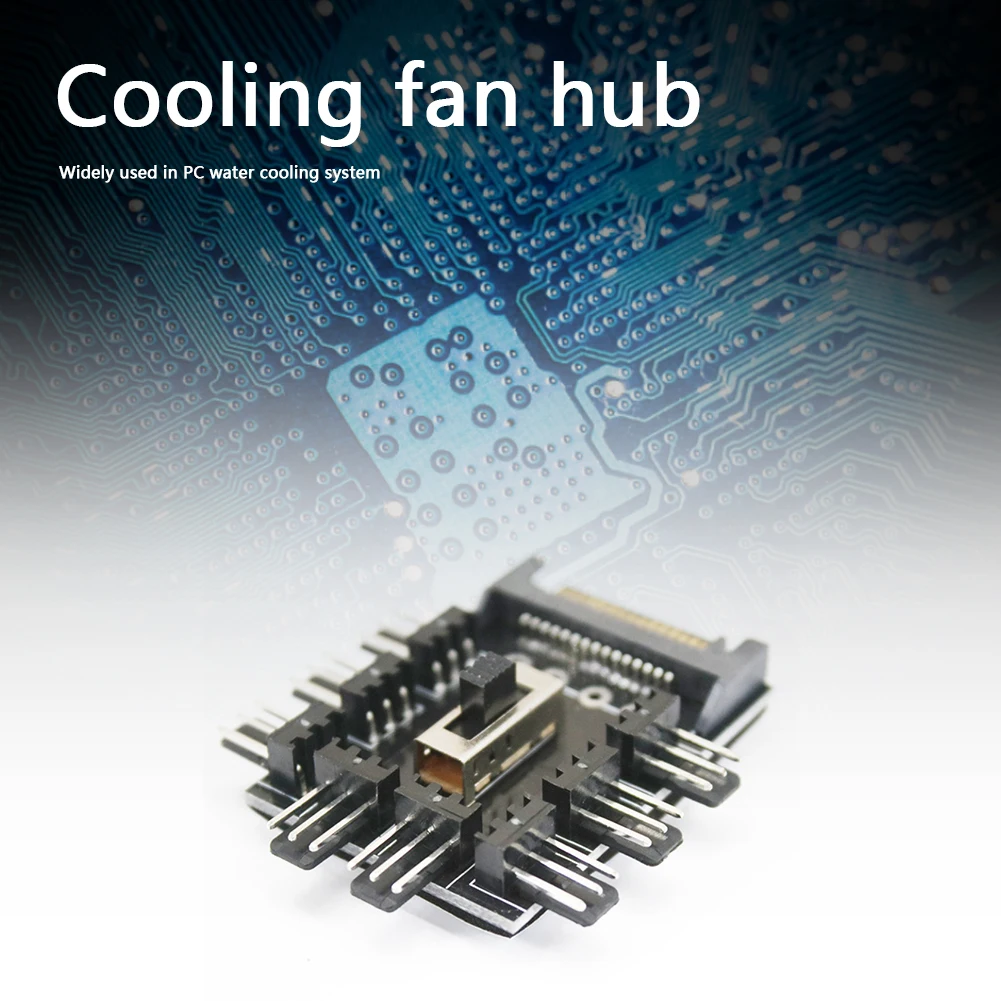 Practical Splitter Cooling Fan Hub Multi-functional Durable PC Mining SATA 1 to 8 3Pin 12V Power Socket PCB Adapter