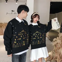 Ulzzang Winter Women's Sweatshirt Harajuku Letter Printed Fleece Sweatshirt Round Neck Long-sleeved Loose Pullovers Hoodies Chic Ulzzang Winter Women's Sweatshirt Harajuku Letter Printed Fleece Sweatshirt Round Neck Long-sleeved Loose Pullovers Hoodies Chic