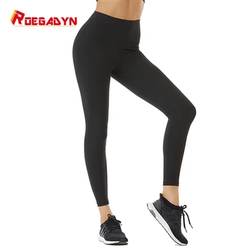 

ROEGADYN Yoga Pants Elasticity High Waist Yoga Leggings for Women Sport Leggings Pure color Gym Running Tight