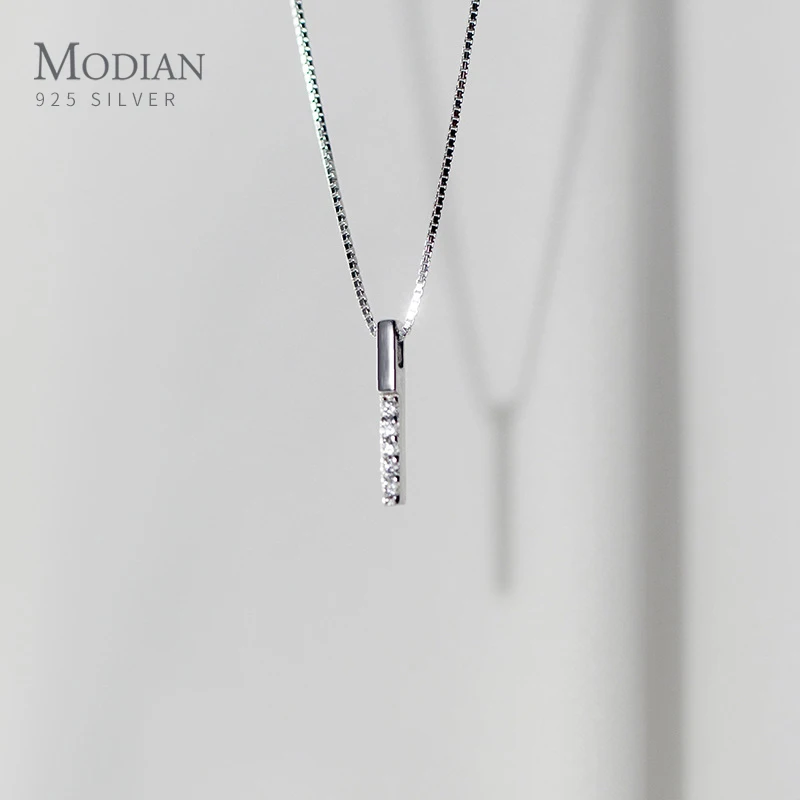 

Modian Twinkling Zircon Geometric Rectangle 925 Sterling Silver Pendant for Women Adjustable Necklace Korea Style Fine Jewelry