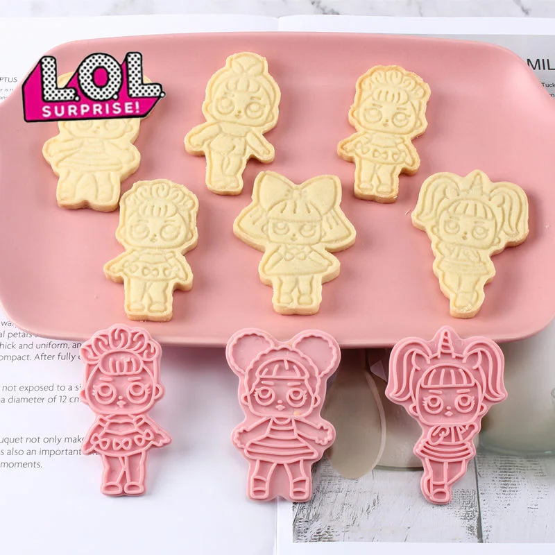 

6pieces LOL Surprise Doll Set of Cookie Cutters 3d Cartoon Biscuit Mould Plastic Pressing Fun Baking Tools Kitchen Supplies