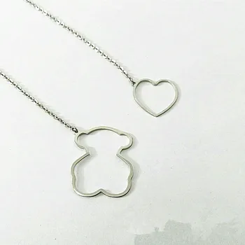 

Hot Sale Fashion Women Men Silver Color Gold Stainless Steel Animal Palm Elephant Bear White Zircon Pendant Neckalce Jewelry