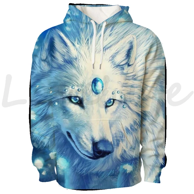 Wolf Printed Hoodies Men 3D Oversized 