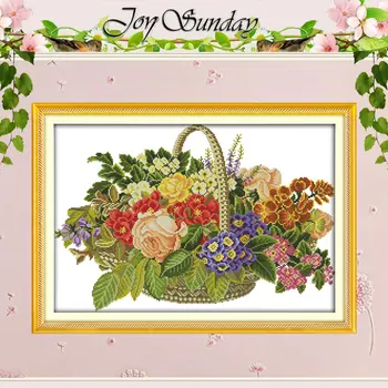 

The basket of flowers (1) Counted Cross Stitch 11CT 14CT Cross Stitch Set Wholesale Cross-stitch Kit Embroidery Needlework