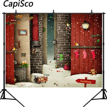 

Capisco Christmas Fairy Tale Backdrop Photography snowflake Red Chimney Background Baby Child Kids Photo Studio Photobooth Prop