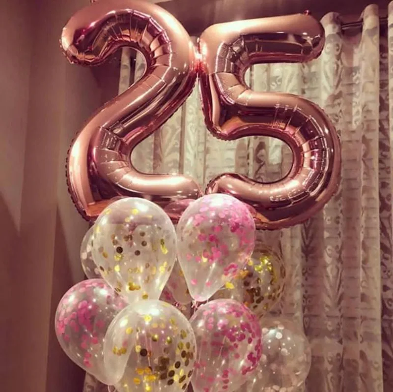 Большие цифры воздушный шар 40 дюймов фольга гелиевые воздушные шары фигурки розовое золото серебро с днем рождения украшения Детские шары фигура