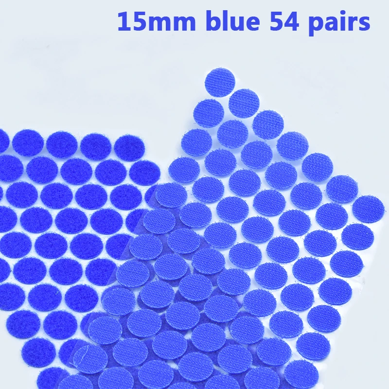 Самоклеящаяся крепежная лента Velcros Dots стикер нейлон крюк и петля Klittenbandsluiting лента швейные инструменты сильный клей 102 пар - Цвет: 15mm blue 54 pairs