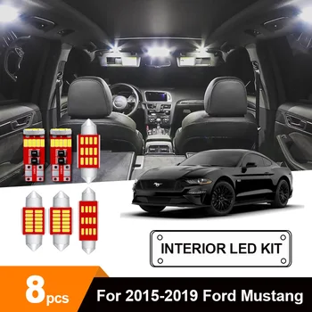

8 x White Ice Blue Error Free Car Interior LED Reading Ceiling Cargo Glove Box Lamp Bulbs Package Kit For 2015-2019 Ford Mustang