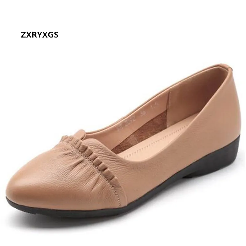 

2023 New Spring Top Soft Cowhide Women Genuine Leather Shoes Fashion Casual Shoes Beef Tendon Soft Sole Flat Shoes Woman Shoes
