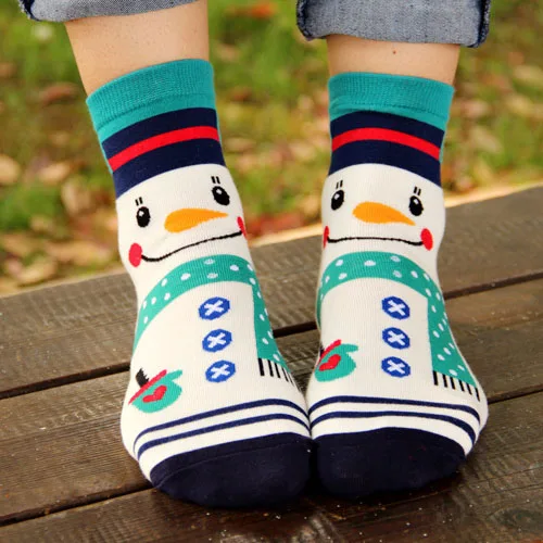 Повседневные женские носки в Корейском стиле зимние рождественские носки милые хлопковые рождественские носки с рисунками животных Рождественский подарок для женщин - Цвет: smt-131-1
